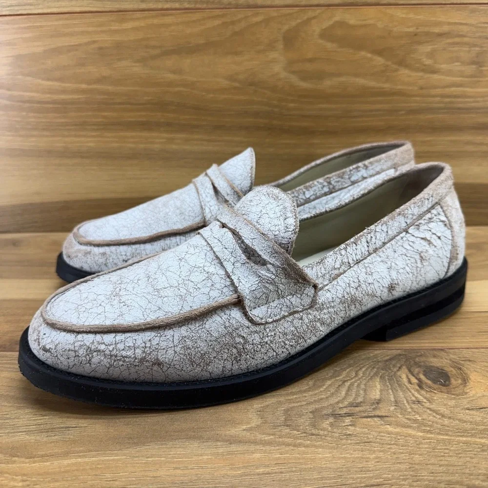Duke Dexter Penny Loafers UK 9 US 10 Crackled Distressed‎ Suede Made Different